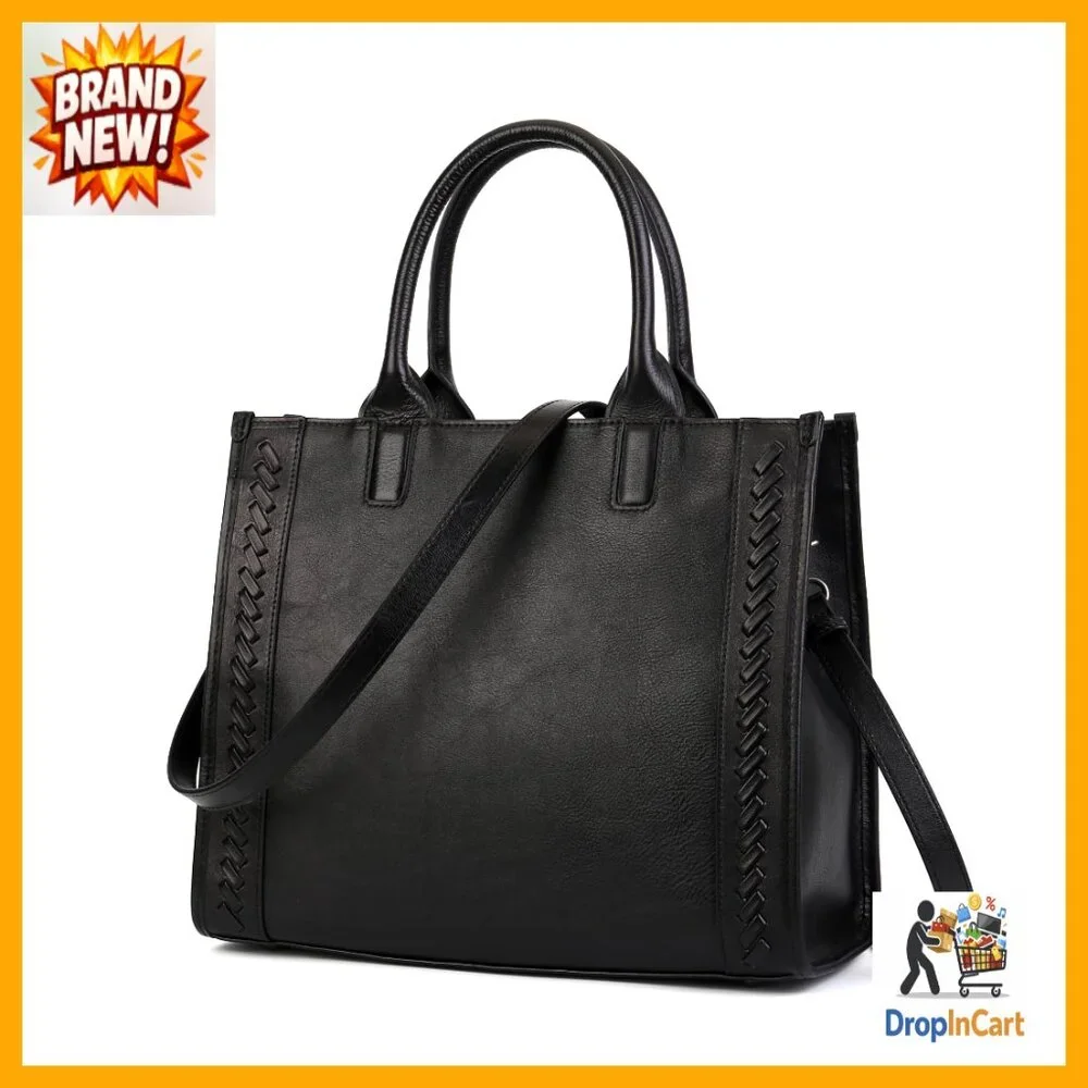 Genuine Leather Tote Bag Crossbody Satchel Work Travel Purse Top Handle